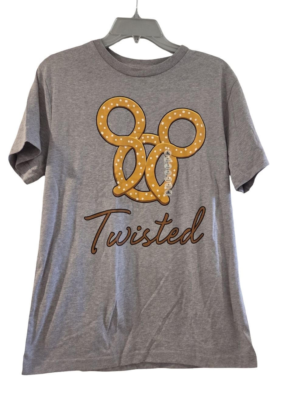 Disney Parks TWISTED Mickey Pretzel Graphic T-Shirt Adult Size Small NEW